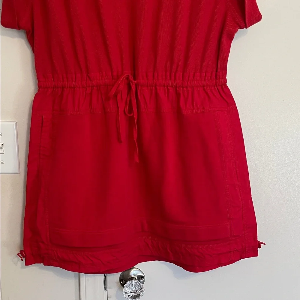 Daily Practice Anthropologie Red Casual Drawstring Dress Great for Valentine’s! - Picture 3 of 6